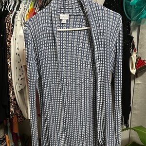 Kim Rogers Blue and White Blazer with Long Sleeves